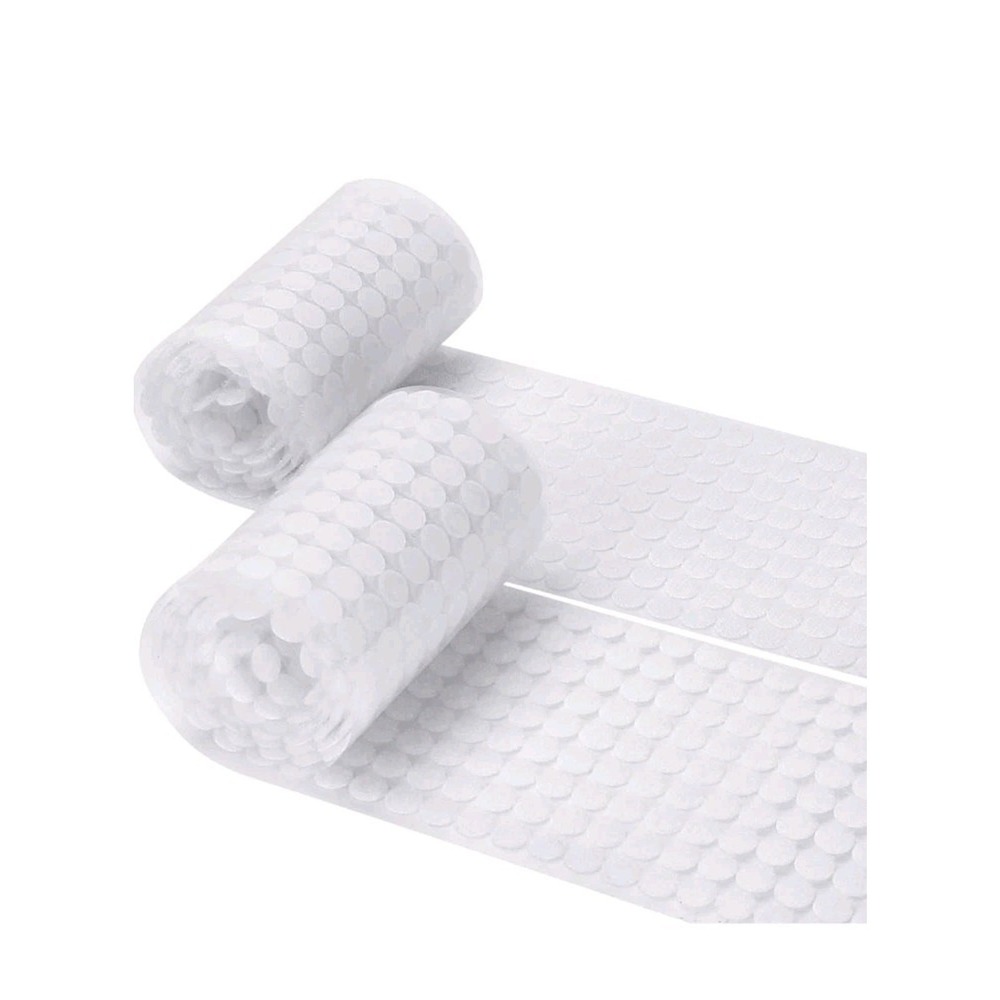 Melsan Self Adhesive Hook and Loop Dots 1550 Pcs 0.59 Inch White Round Tape